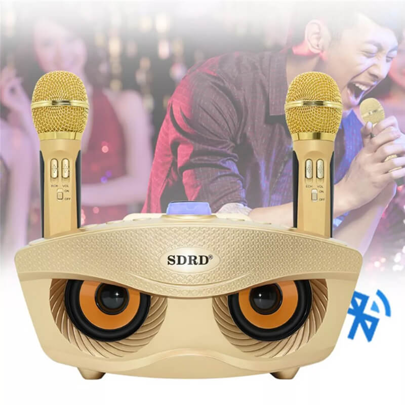 Mobie KTV Family Bluetooth Karaoke Speaker with 2 Wireless Microphones Gold