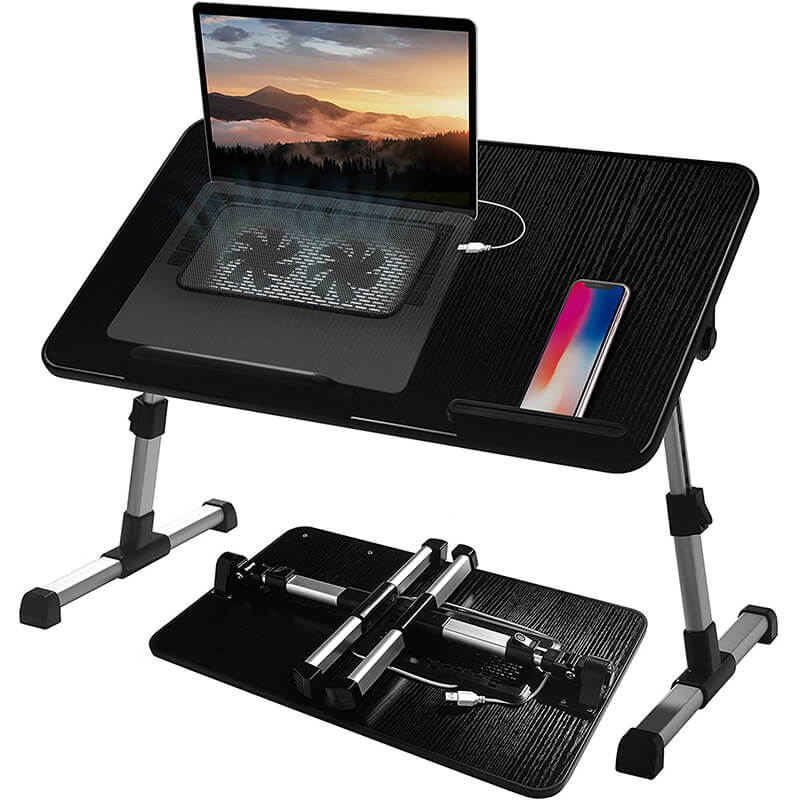 SAIJI Multifunctional Adjustable Laptop Desk with USB Cooling Fan Q5 Black