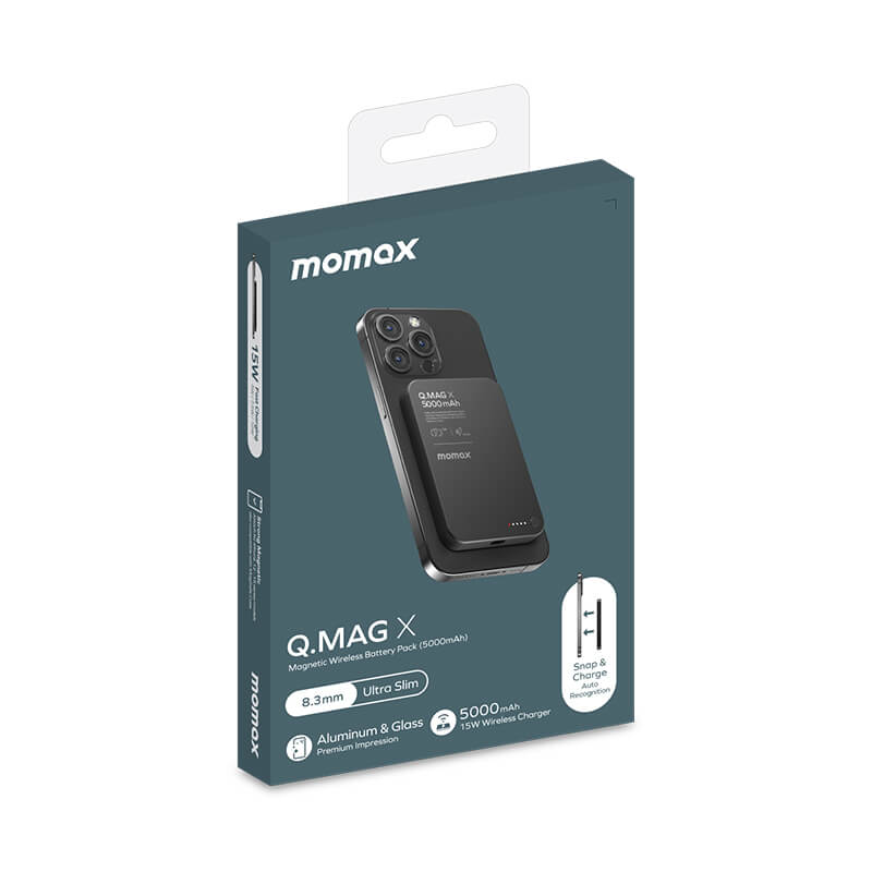 Pre Order |  Momax Magsafe Wireless Power Bank PD 20W 5000mAh IP116A Black