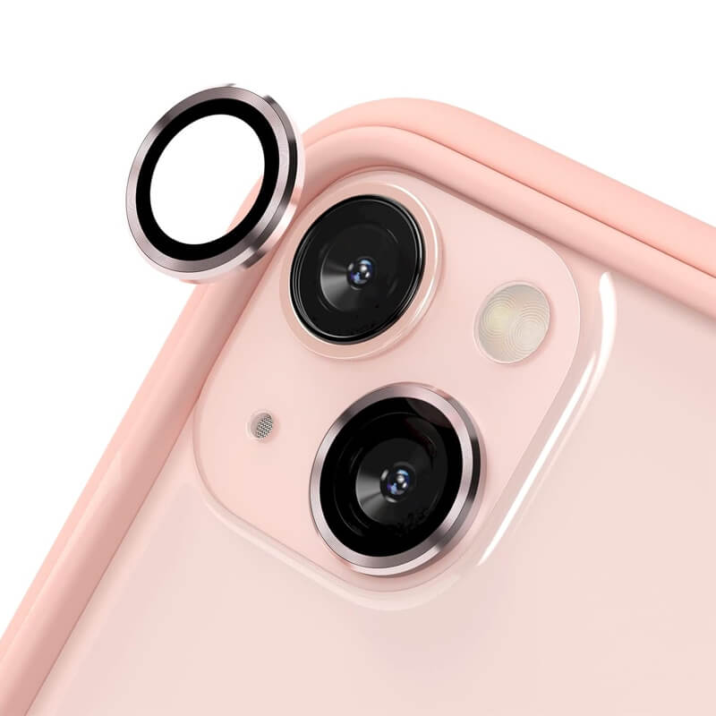 iPhone 14 Plus 9H Multicolor Tempered Glass Individual Camera Lens Cover Protector Pink