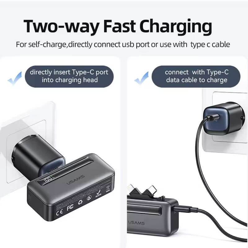 Mobie 20W 5000mAh Fast Charge Power Bank with Foldable Type-C & Lightning Plug