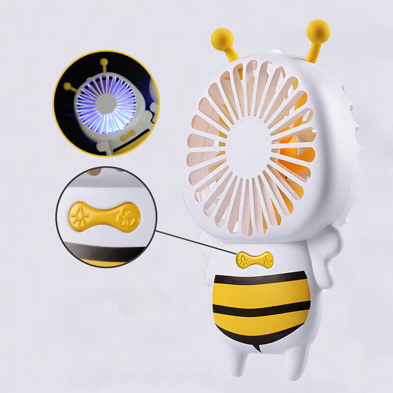 Mobie Portable Handheld Bee Mini Fan with Night Ligh & Lanyard Pink
