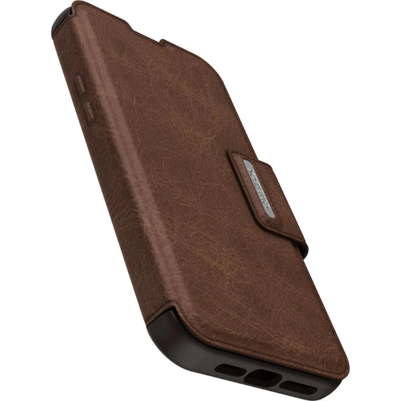 OtterBox iPhone 14 Pro Strada Series Leather Folio MagSafe Case Espresso Brown