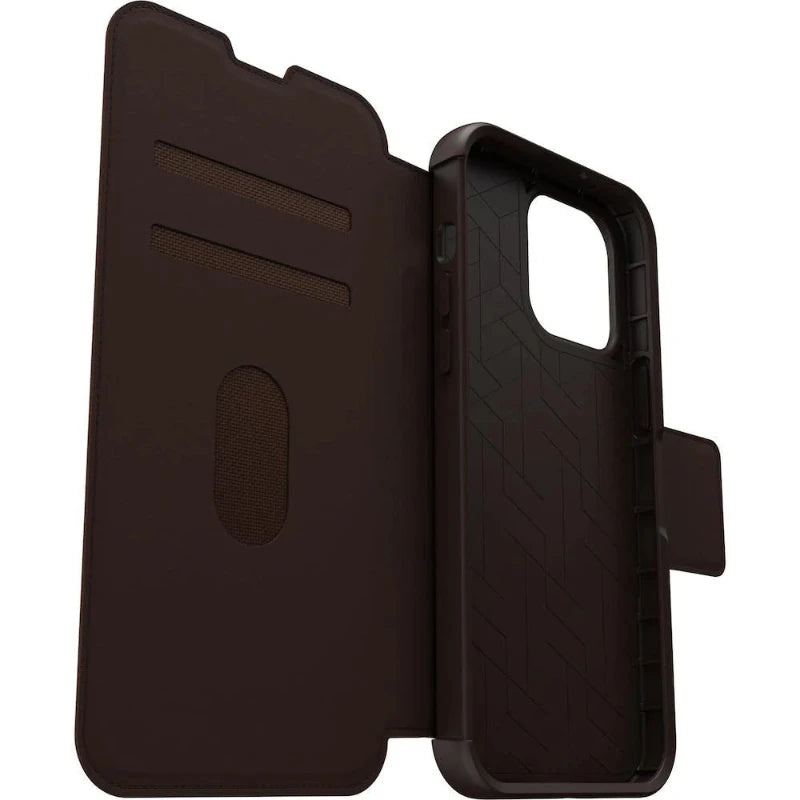 OtterBox iPhone 14 Pro Strada Series Leather Folio MagSafe Case Espresso Brown