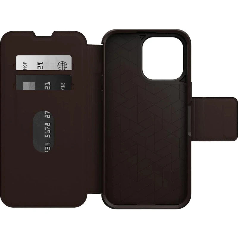 OtterBox iPhone 14 Pro Strada Series Leather Folio MagSafe Case Espresso Brown