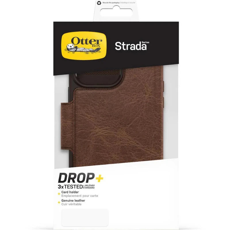 OtterBox iPhone 14 Pro Strada Series Leather Folio MagSafe Case Espresso Brown