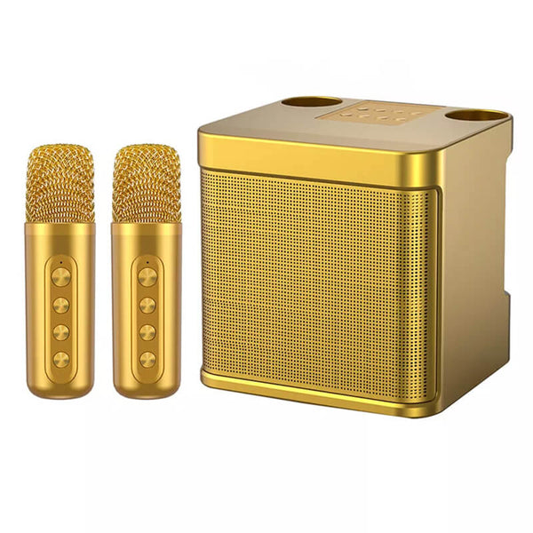 Mobie Portable Karaoke Bluetooth Speaker With 2 Wireless Microphone Gold