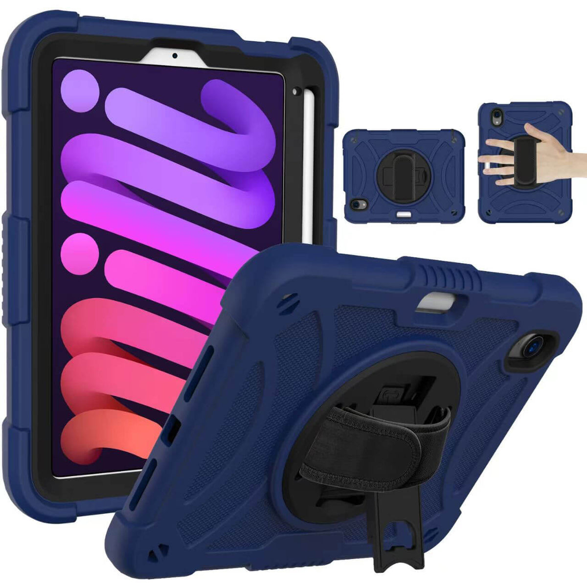 Three Layer Protection 360° Rotatable Grip Case with Stand and Penslot Compatible with iPad 7th 10.2 2019