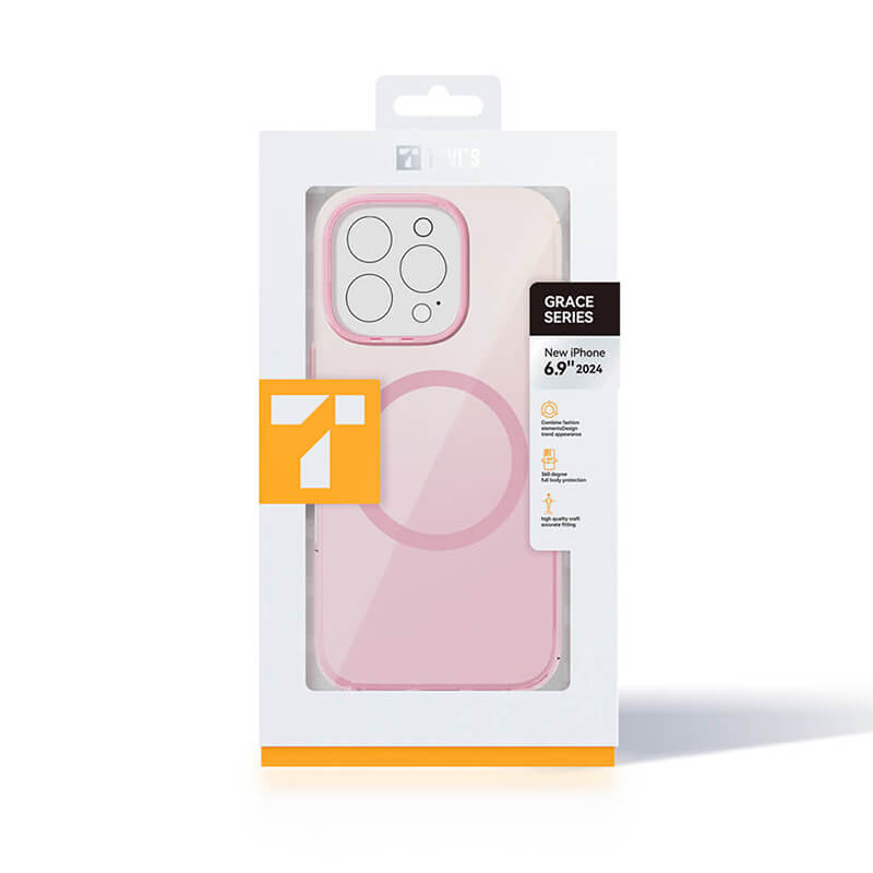 iPhone 16 Plus Grace Series Semi Transparent Magsafe Gradient Phone Case Coral Pink