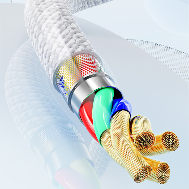 Rock USB to Type-C Braided Charging Cable 100cm 6A White