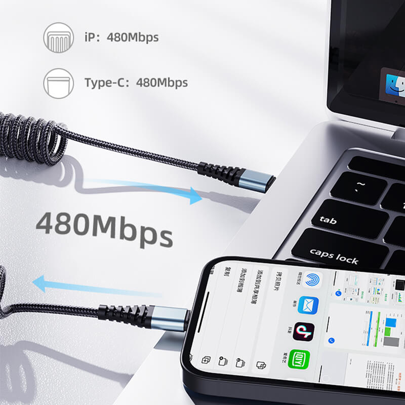 Rock Type-C to Type-C Spring Design Braided Fast Charging Cable 150cm PD 60W