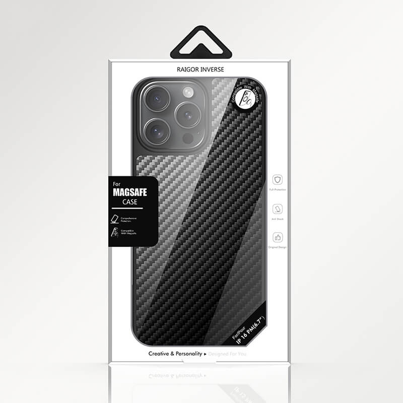 iPhone 16 Scott Series Carbon Fiber Texture Shockproof Phone Case Black