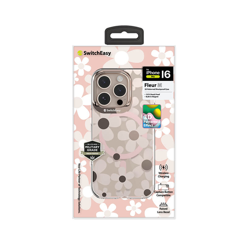 iPhone 16 Pro Max Fleur 3D Patterned Series Shockproof MagSafe Phone Case Rose