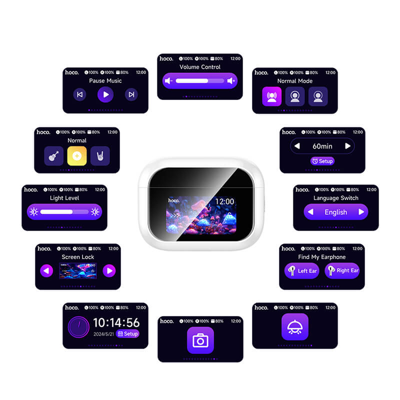 hoco ANC Noise Cancelling Bluetooth 5.4 Touch Screen Lightweight Earbuds EW79