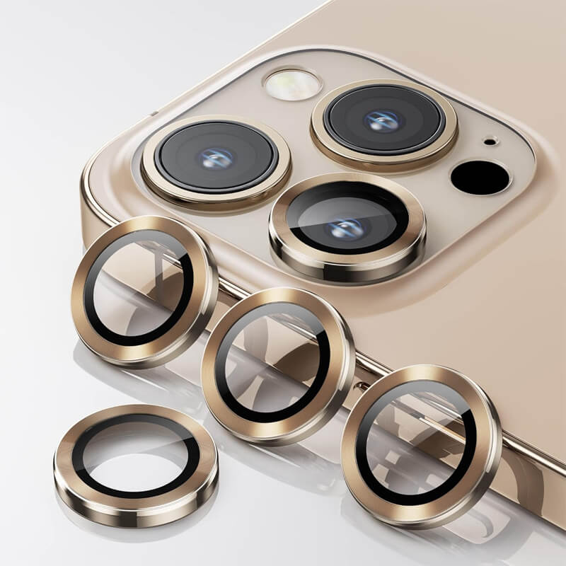 iPhone 13 Pro 9H Multicolor Tempered Glass Individual Camera Lens Cover Protector Gold