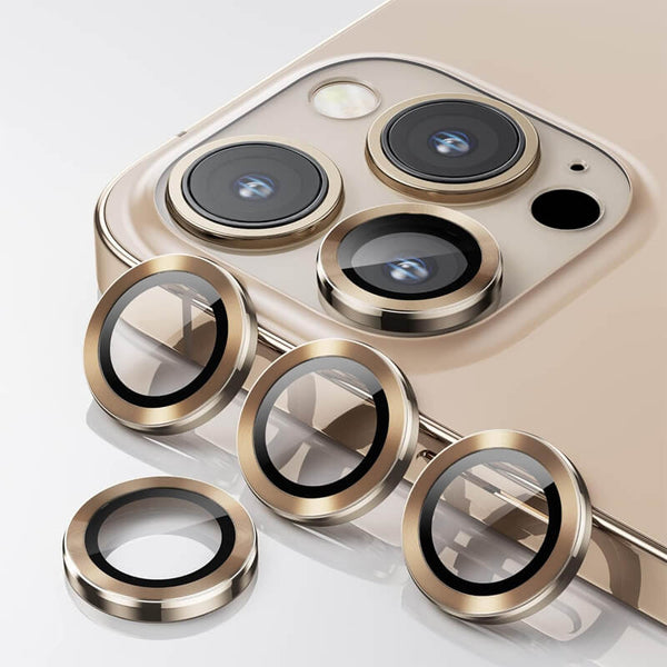 iPhone 13 Pro Max 9H Multicolor Tempered Glass Individual Camera Lens Cover Protector Gold