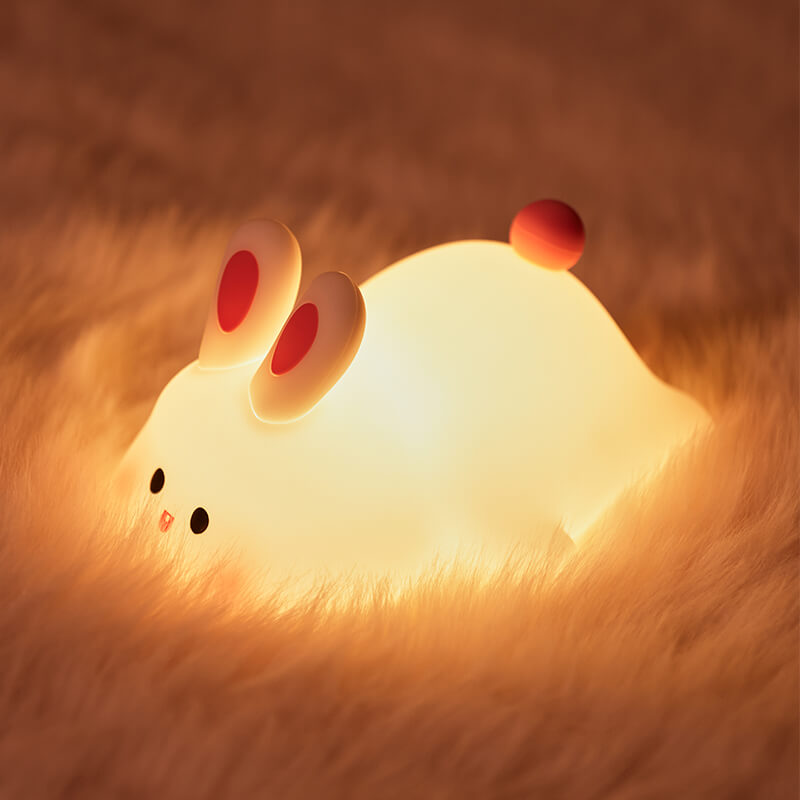 Mobie Big Face Rabbit Silicone Touch Night Light White