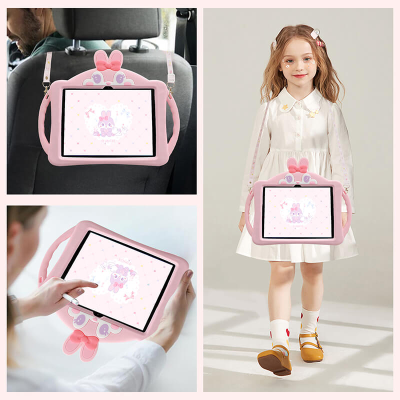 Samsung Galaxy Tab A9+ Cute Rabbit Protection Case with Foldable Kickstand