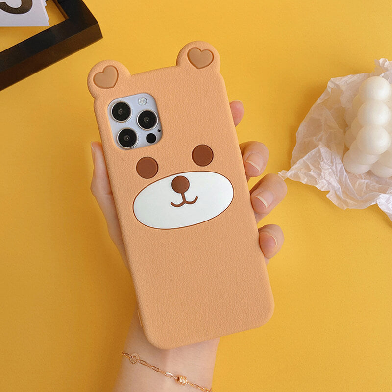 Suitable for iPhone Q Uncle Brown Bear Silicone Phone Case