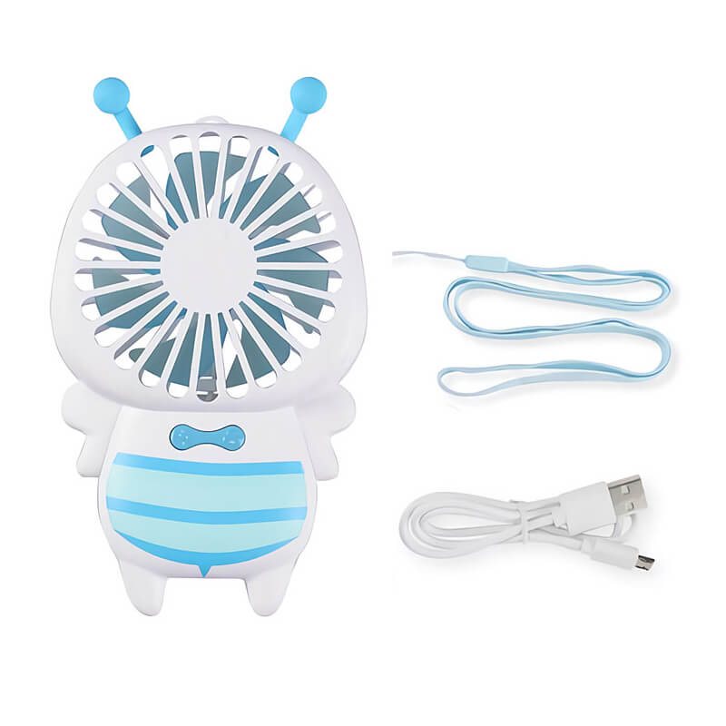 Mobie Portable Handheld Bee Mini Fan with Night Ligh & Lanyard Pink