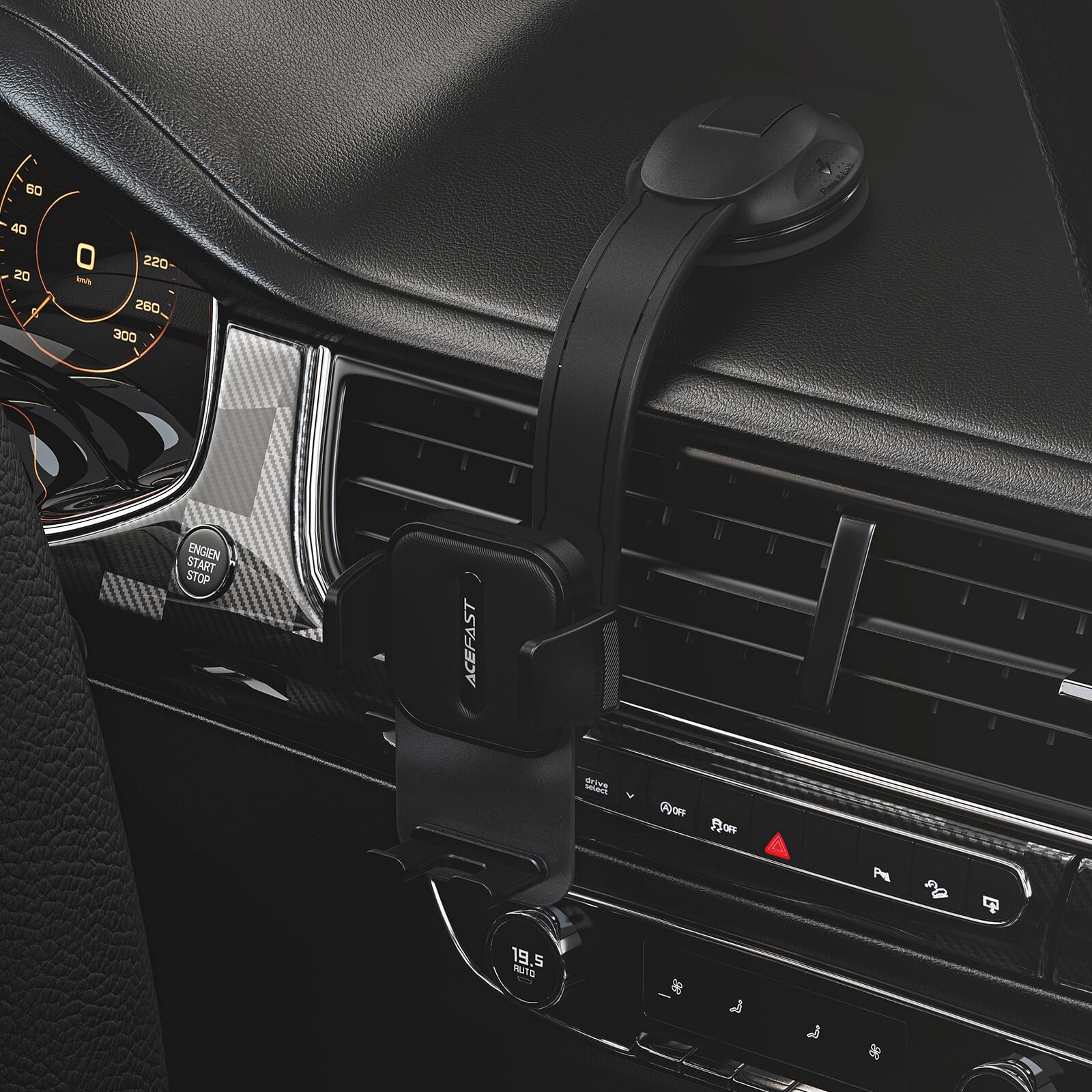 Acefast Three-Axis Linkage Car Mount Phone Holder D26 Black