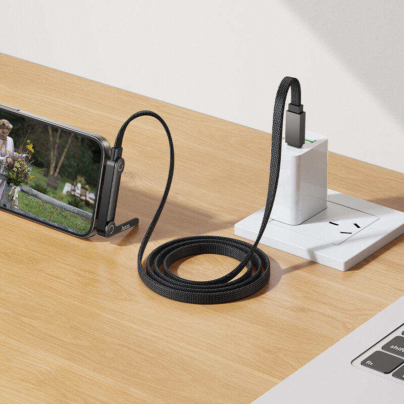 Hoco 60W Fast Charging Type-C To Type-C Braided Cable with Stand 1.2m U150