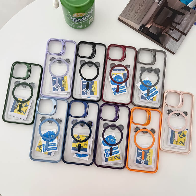 iPhone 13 Lens Stand & Camera Lens Protector transparency MagSafe Phone Case Black