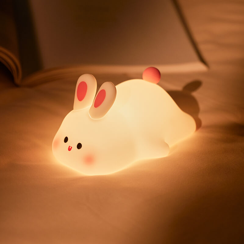 Mobie Big Face Rabbit Silicone Touch Night Light White