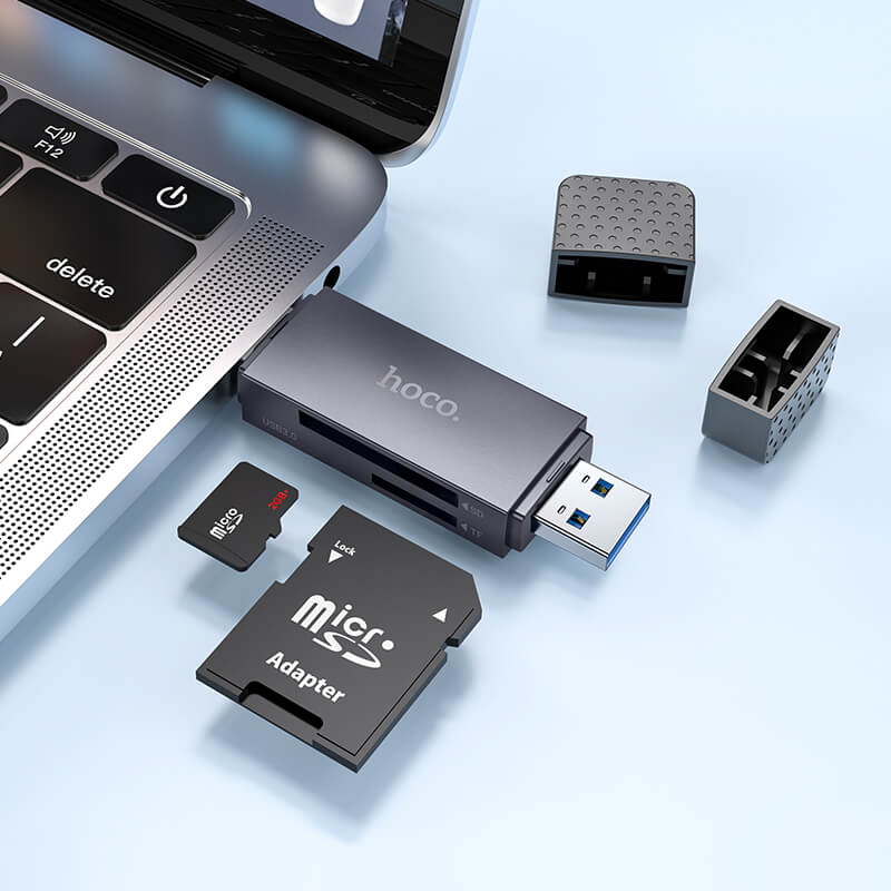 hoco Dual-Port Memory Card Reader USB-C & USB-A for SD/TF Cards HB45