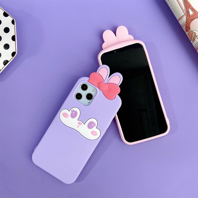 Suitable for iPhone Q Uncle Cute Bunny Silicone Phone Case