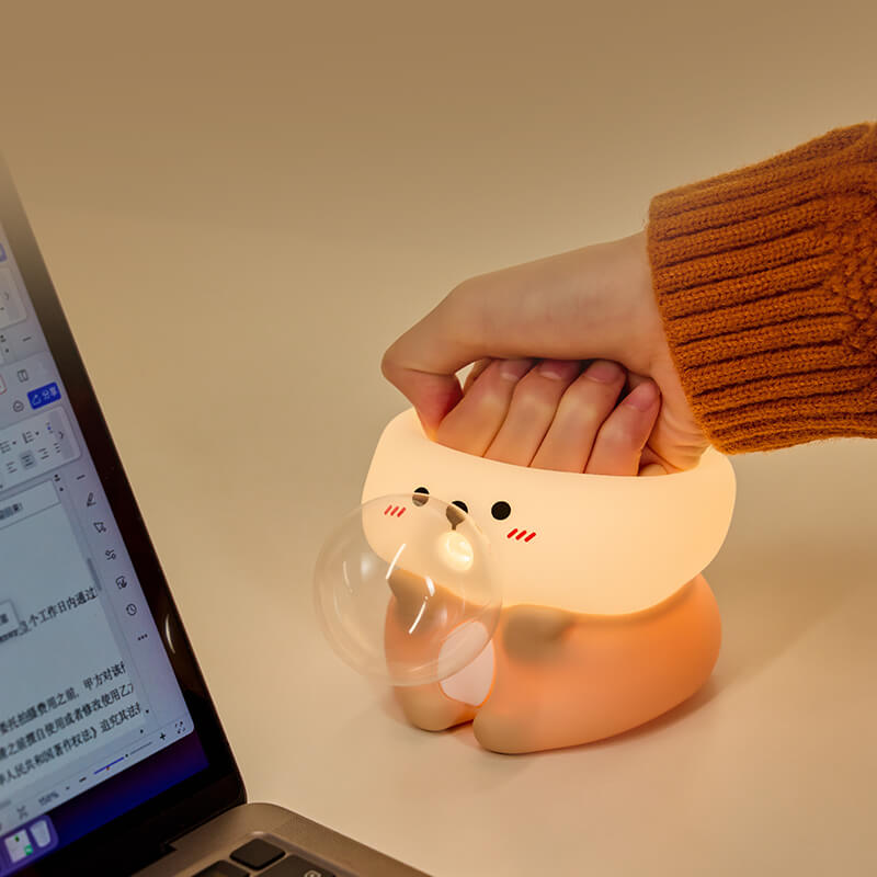 Mobie Bubble Blowing Sea Otter Silicone Touch Pat Night Light