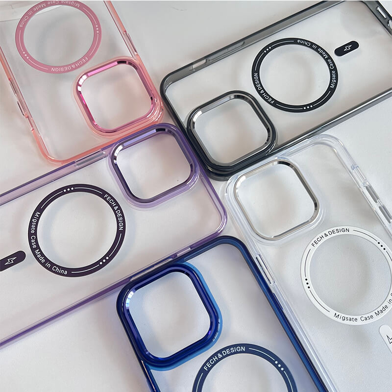 Suitable for iPhone Models Colorful Frame Transparent Magsafe Phone Case