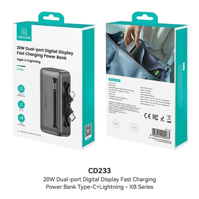 Mobie 20W 5000mAh Fast Charge Power Bank with Foldable Type-C & Lightning Plug