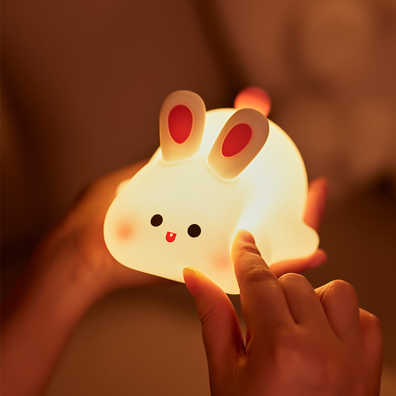 Mobie Big Face Rabbit Silicone Touch Night Light White