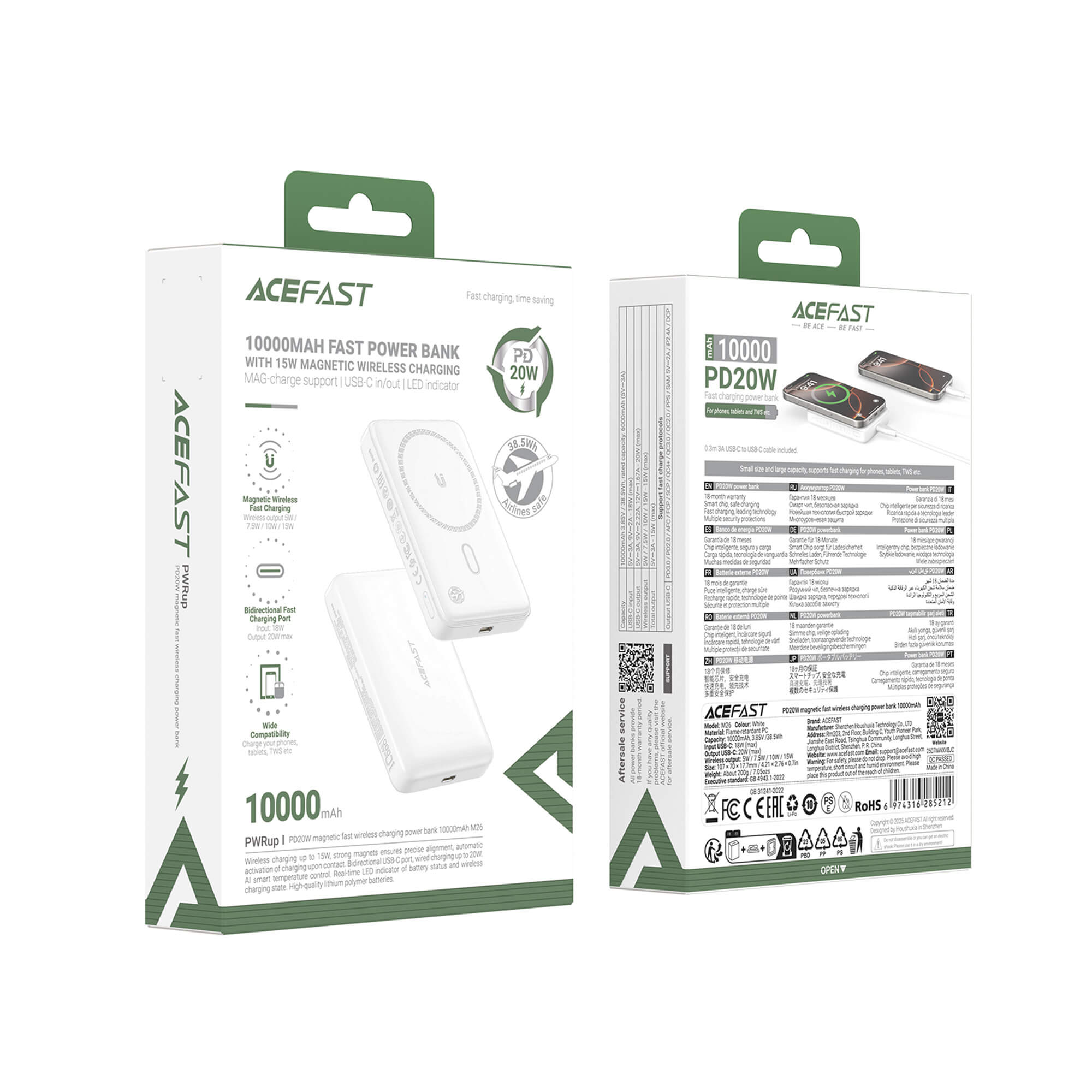 Acefast PD 20W Magnetic Wireless Power Bank 10000mAh M26