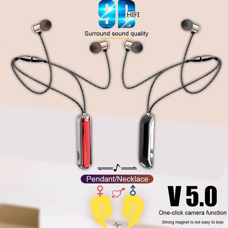 Mobie Couple Fashion Universal Neckband Wireless Bluetooth Earbuds D14 Black