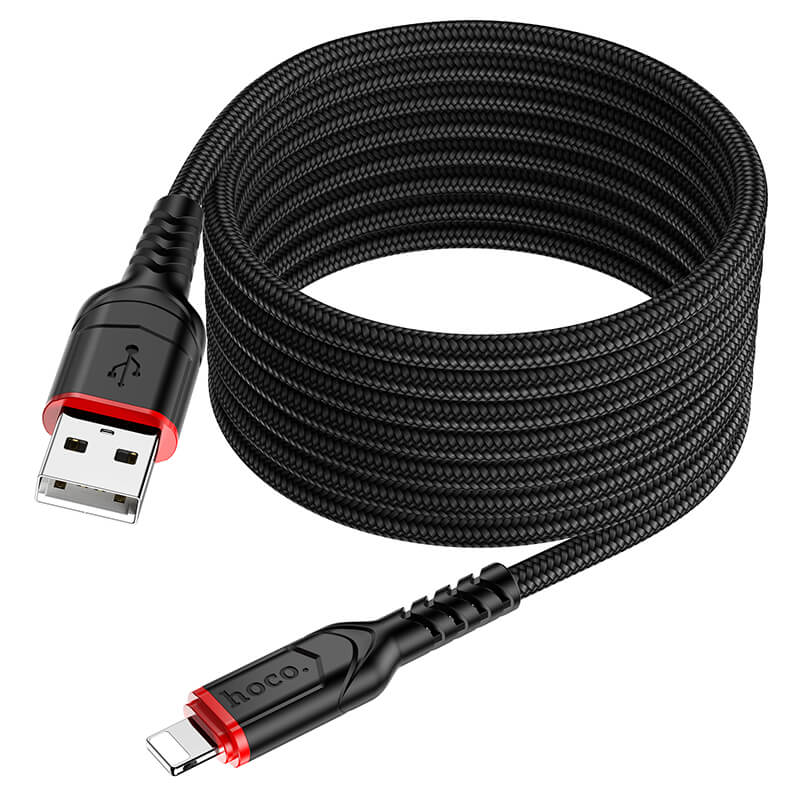 hoco. Nylon Braided Charging Cable USB to Lightning 2m 2.4A X59 Black