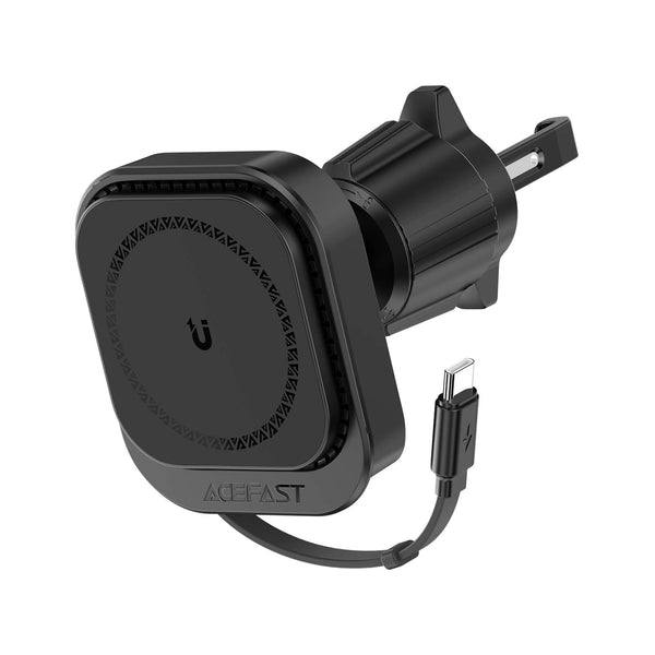 Acefast Magnetic 15W Wireless Car Charging Holder With Retractable Type-C Cable D32 Black