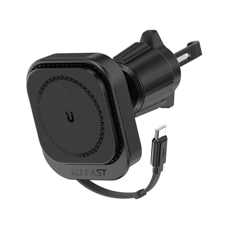 Acefast Magnetic 15W Wireless Car Charging Holder With Retractable Type-C Cable D32 Black