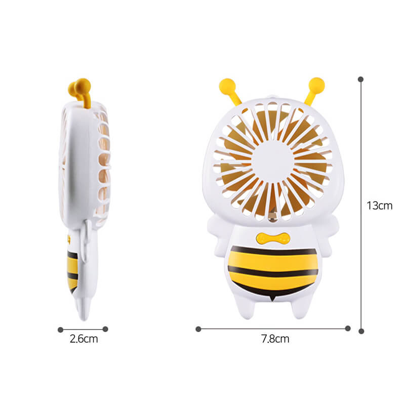 Mobie Portable Handheld Bee Mini Fan with Night Ligh & Lanyard Black