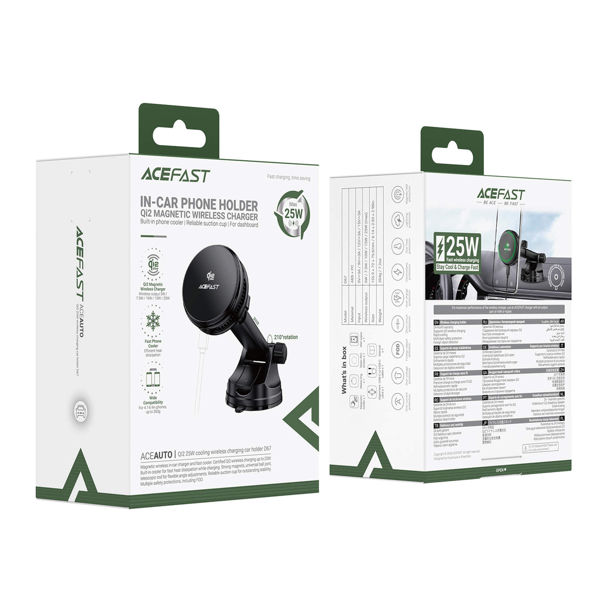 Acefast Qi2 25W Fast Wireless Charging Car Phone Holder D67
