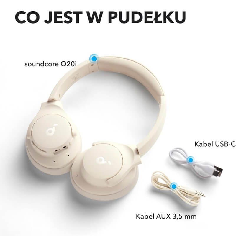 Soundcore Hybrid Bluetooth Noise Cancelling Wireless Headphones 40H A3004 White