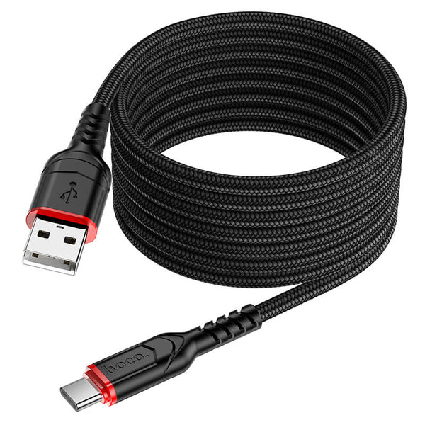 hoco. Nylon Braided Charging Cable USB to Type C 2m 3A X59 Black