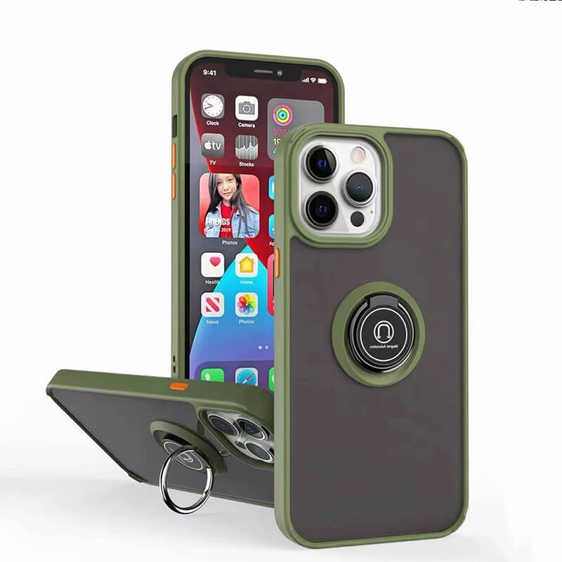 iPhone 12 Pro Max Translucent Full-Coverage Phone Case with Magnetic Phone Grip