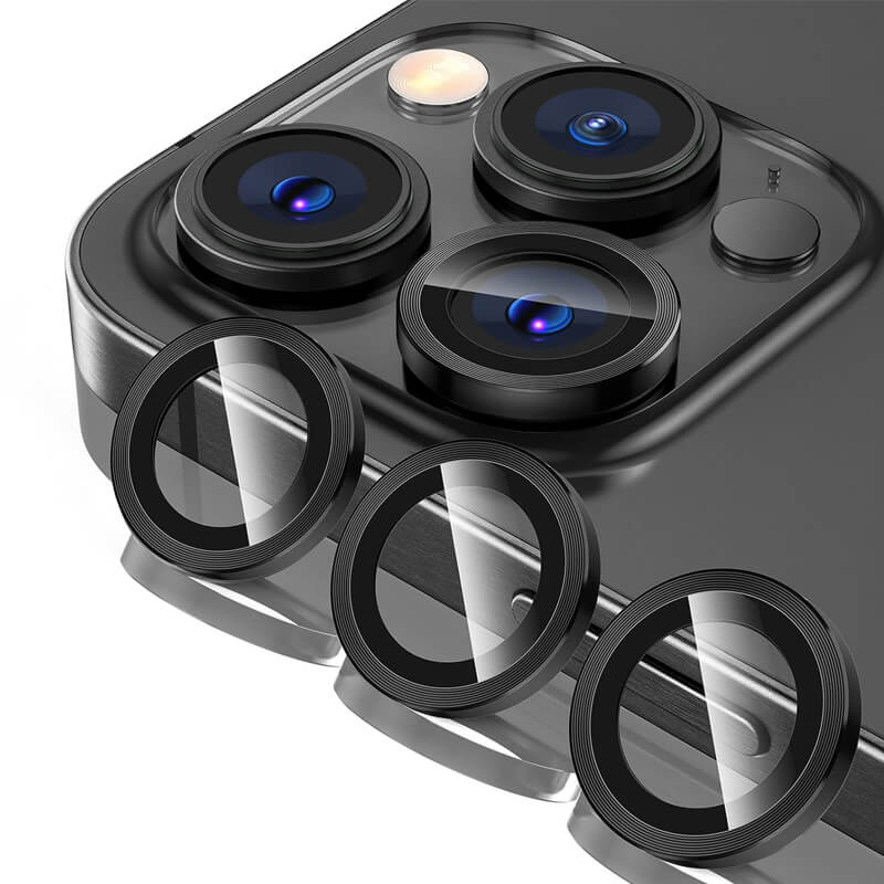 iPhone 16 Pro Max 9H Multicolor Tempered Glass Individual Camera Lens Cover Protector Black Titanium