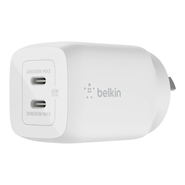 Belkin Boost Up Dual USB-C GaN 65W Wall Charger with PPS