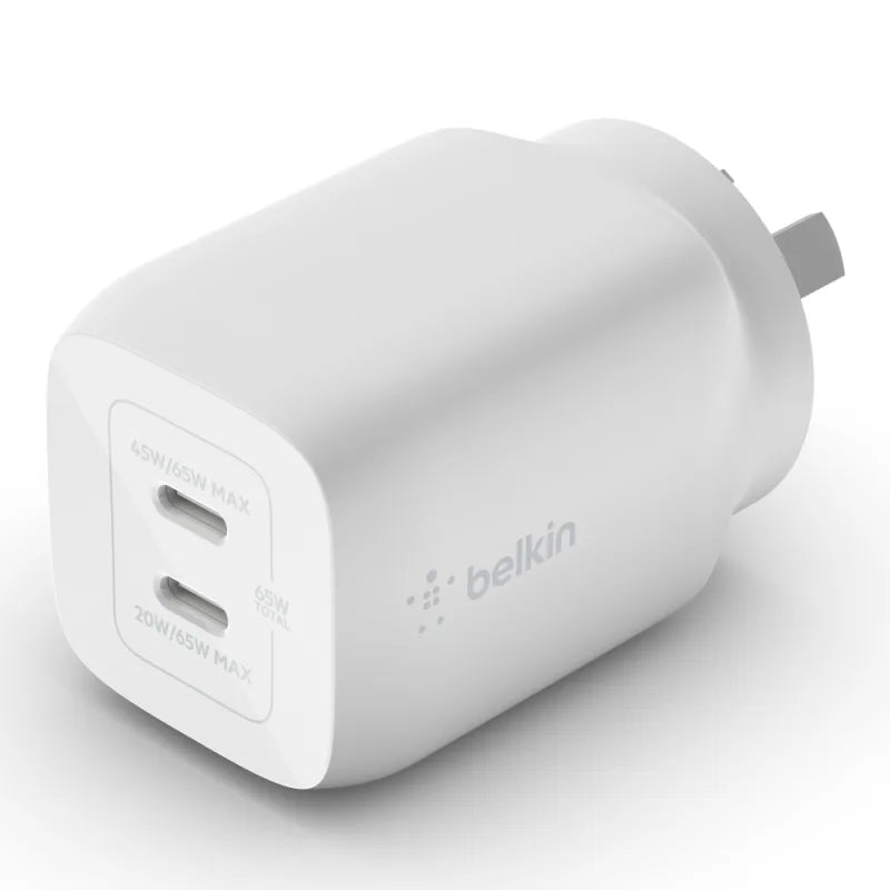 Belkin Boost Up Dual USB-C GaN 65W Wall Charger with PPS