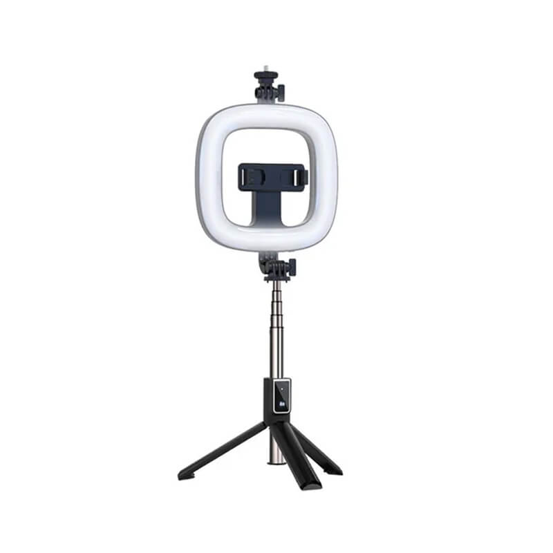 Mobie 6 Inch Portable LED Ring Fill Light Self Timer Pole with Universal Base & Phone Holder Black