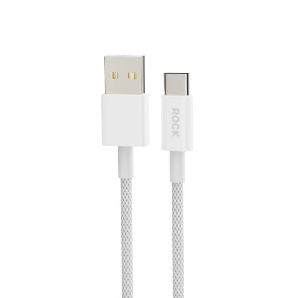 Rock USB to Type-C Braided Charging Cable 100cm 6A White