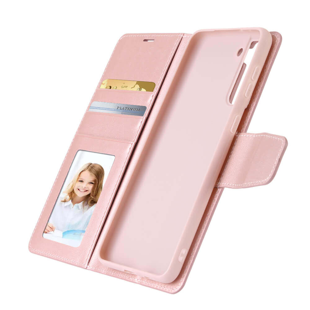 Samsung Galaxy S24 FE Hanman Mill Series Leather Wallet Flip Case Rose Gold